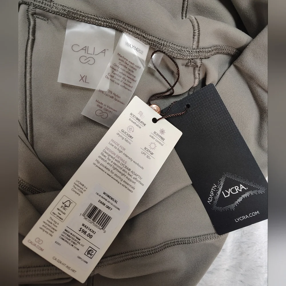 NWT CALIA Inspire Collection "Dark Grey" High-Rise 7/8 Legging Women's XL NEW!! - Picture 4 of 6